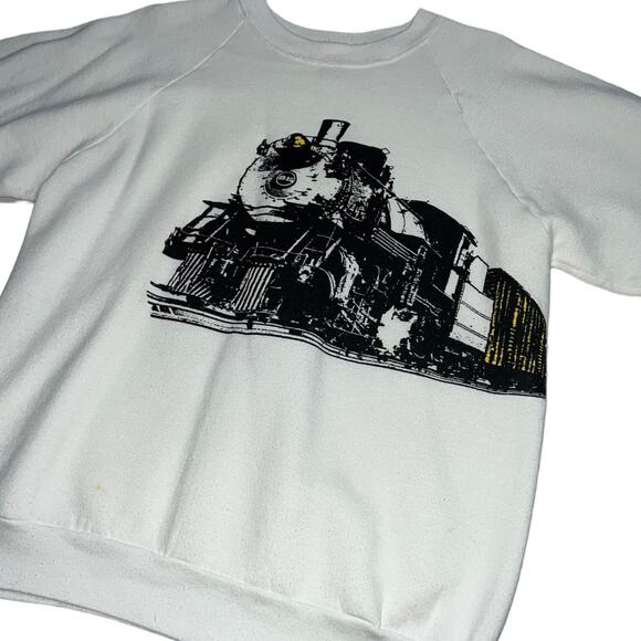 Vintage Train Locomotive Graphic Sweatshirt Railroad Enthusiast White Pullover - Picture 5 of 8